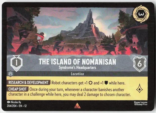 Disney Lorcana: Wilds Unknown RARE The Island Of Nomanisan - Syndrome's Headquarters #204/204