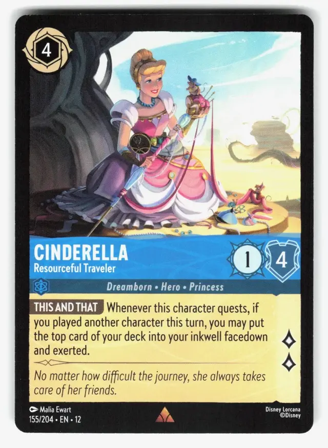 Disney Lorcana: Wilds Unknown RARE Cinderella - Resourceful Traveler #155/204