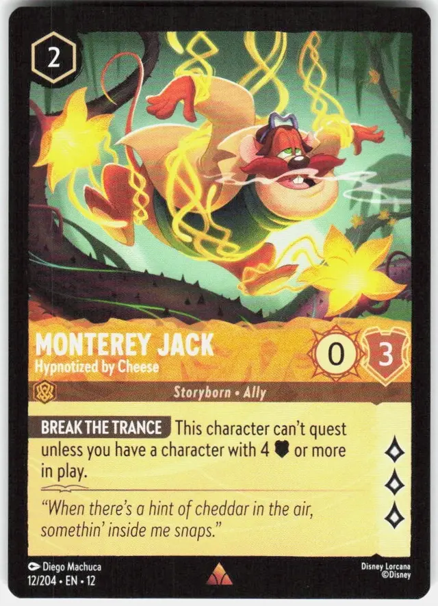 Disney Lorcana: Wilds Unknown RARE Monterey Jack - Hypnotized By Cheese #12/204