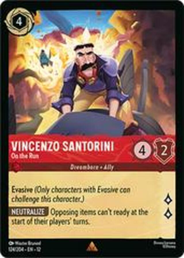 Disney Lorcana: Wilds Unknown RARE Vincenzo Santorini - On The Run #124/204