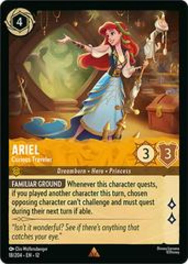 Disney Lorcana: Wilds Unknown RARE Ariel - Curious Traveler #18/204