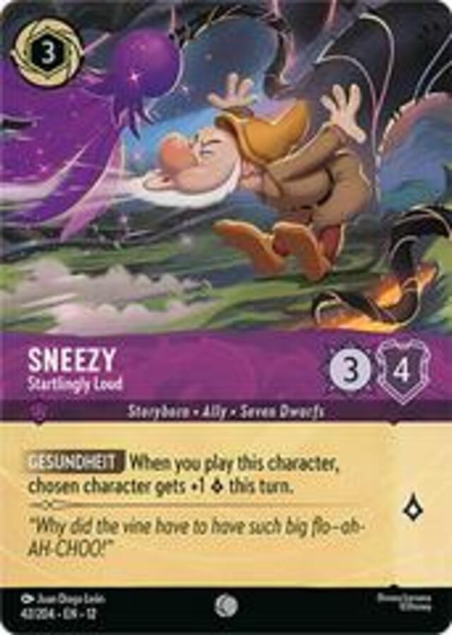Disney Lorcana: Wilds Unknown COMMON FOIL Sneezy - Startlingly Loud #42/204