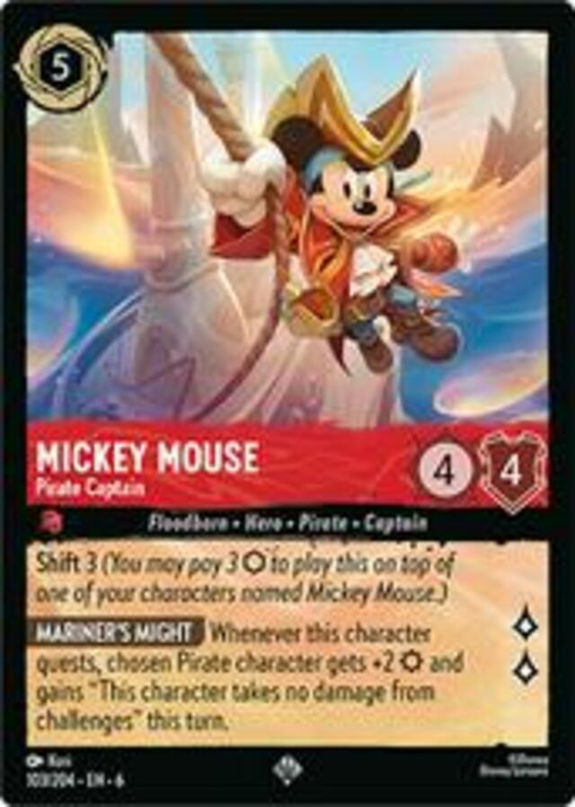 Disney Lorcana: Azurite Sea SUPER RARE Mickey Mouse - Pirate Captain #103/204