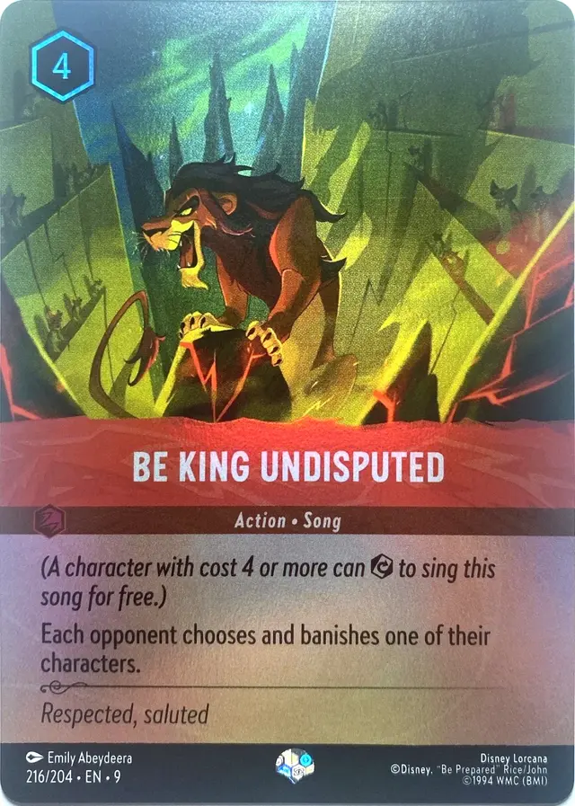 Disney Lorcana: Fabled EPIC HOLO Be King Undisputed #216/204