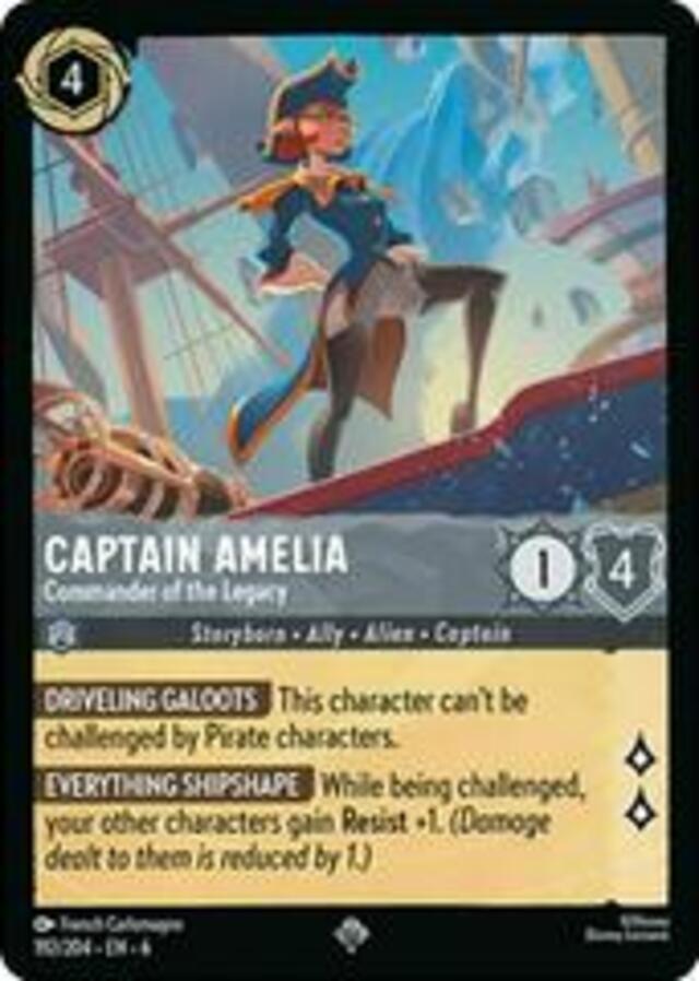 Disney Lorcana: Azurite Sea SUPER RARE Captain Amelia - Commander Of The Legacy #192/204
