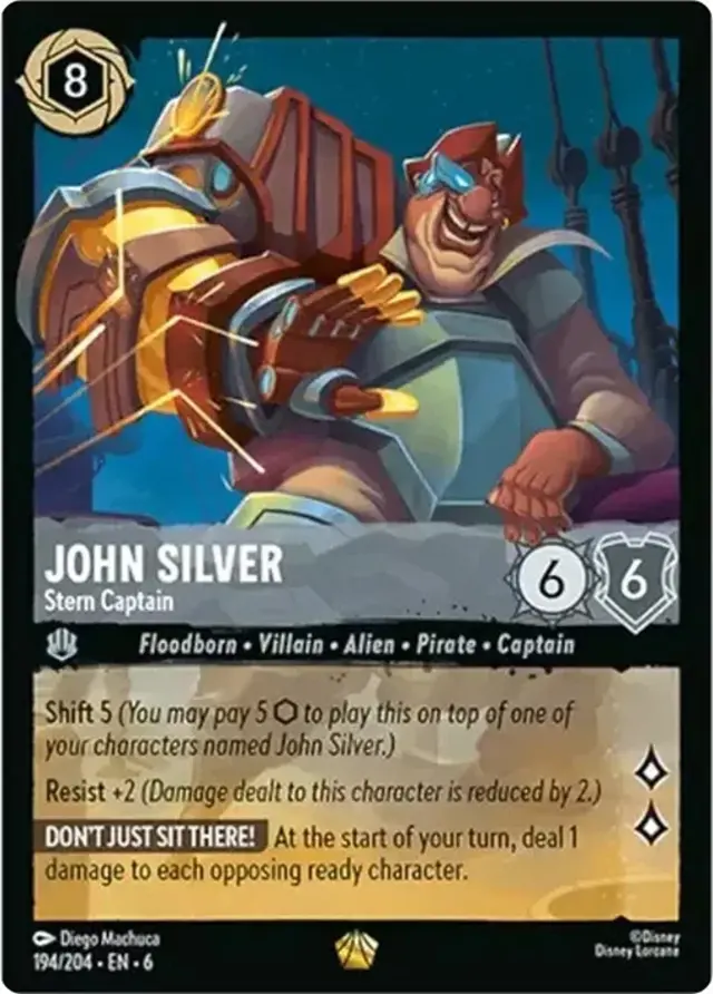 Disney Lorcana: Azurite Sea LEGENDARY John Silver - Stern Captain #194/204