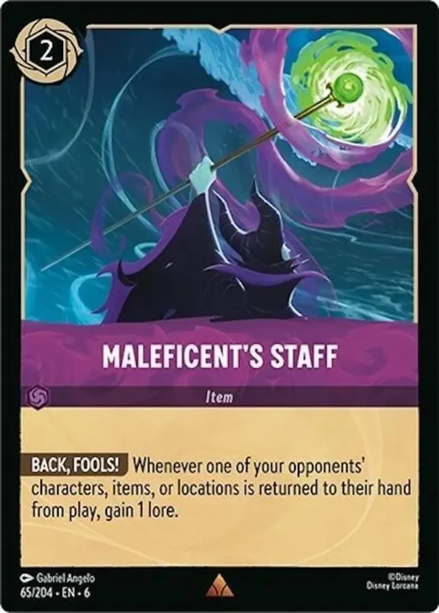 Disney Lorcana: Azurite Sea RARE FOIL Maleficent's Staff #65/204