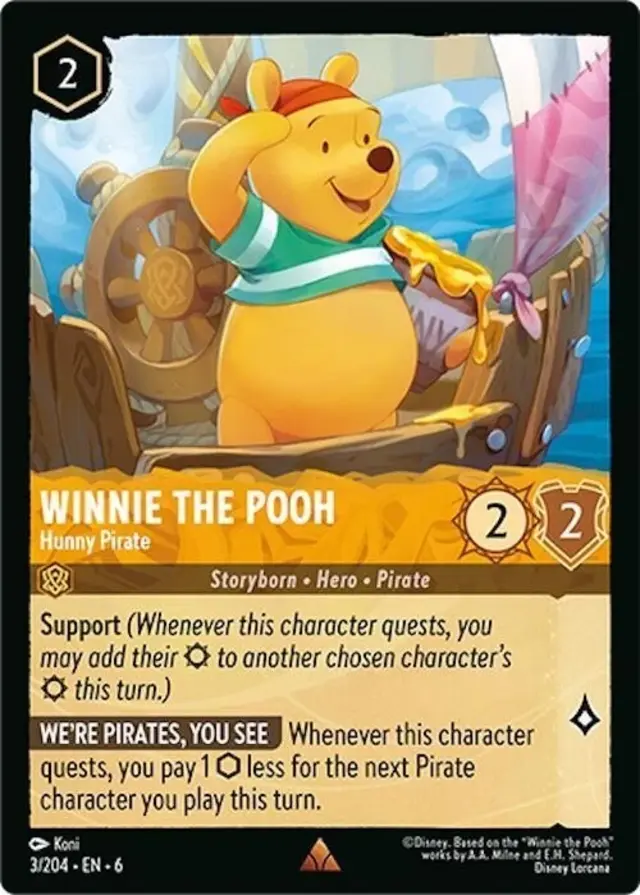 Disney Lorcana: Azurite Sea RARE Winnie The Pooh - Hunny Pirate #3/204
