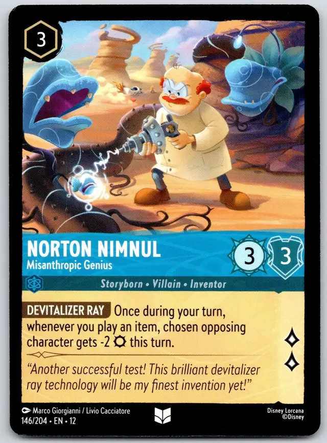 Disney Lorcana: Wilds Unknown UNCOMMON Norton Nimnul - Misanthropic Genius #146/204