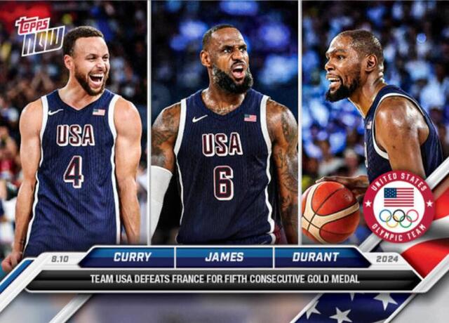 Steph Curry, LeBron James & Kevin Durant Team USA #26 2024 Topps Now