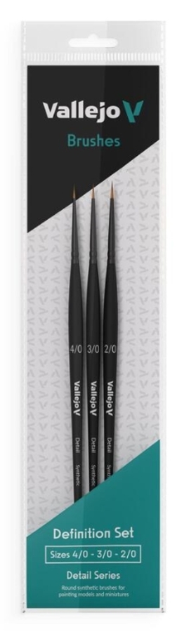 Vallejo – Brush Set – Detail – Definition Set – Synthetic fibers (Sizes 4/0, 3/0 & 2/0)