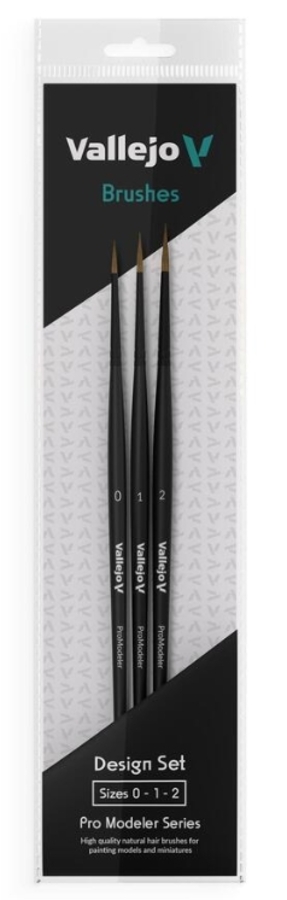 Vallejo – Brush Set – Pro Modeler – Design Set – Natural Hair (Sizes 0, 1 & 2)