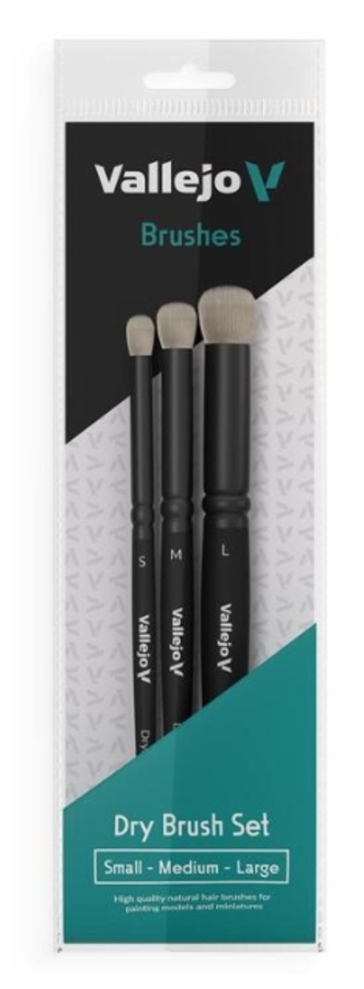 Vallejo – Brush Set – Dry Brush – Dry Brush Set – Natural Hair (S, M & L)