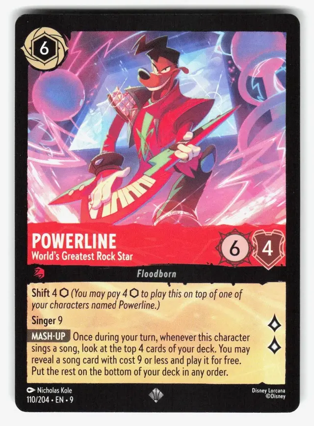 Disney Lorcana: Fabled SUPER RARE FOIL Powerline - World's Greatest Rock Star #110/204