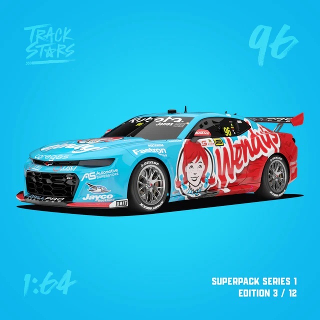 Brad Jones Racing Wendy’s #96 Chevrolet Camaro ZL1 Supercar - 2025 Taupo Super 440 - Macauley Jones - TrackStars 1/64