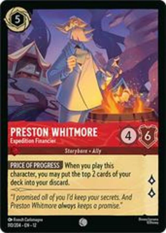Disney Lorcana: Wilds Unknown COMMON FOIL Preston Whitmore - Expedition Financier #110/204