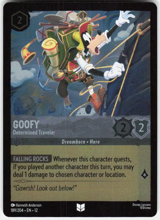 Disney Lorcana: Wilds Unknown UNCOMMON FOIL Goofy - Determined Traveler #189/204