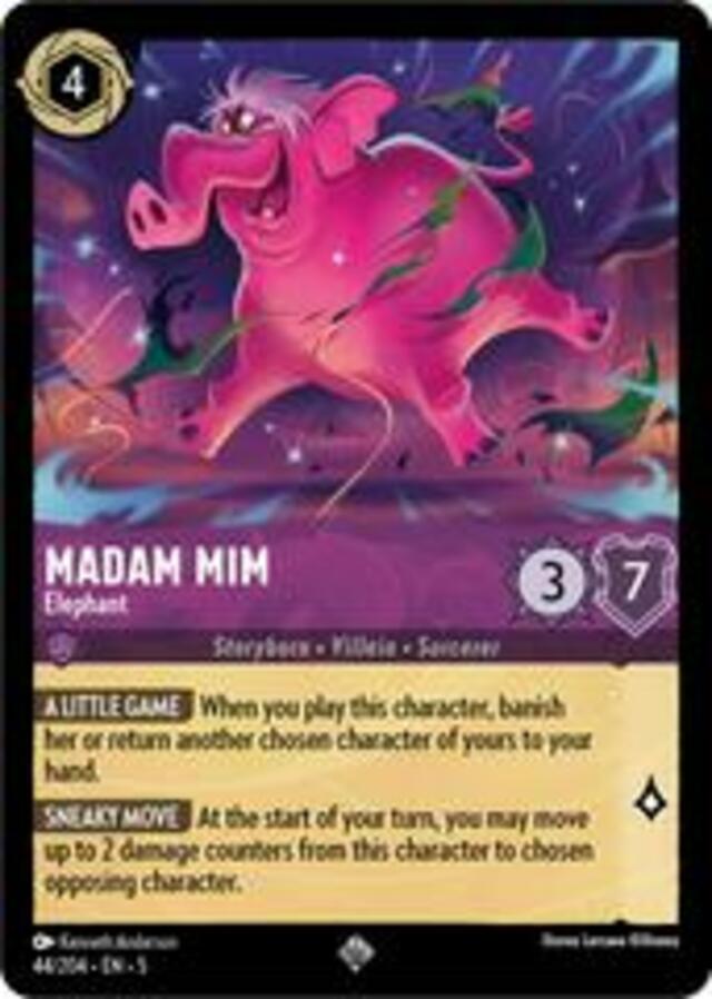 Disney Lorcana: Shimmering Skies SUPER RARE Madam Mim - Elephant #44/204