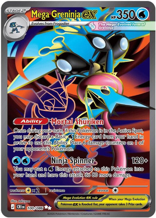 Pokemon TCG: Mega Greninja ex #100/086 Pokemon Chaos Rising