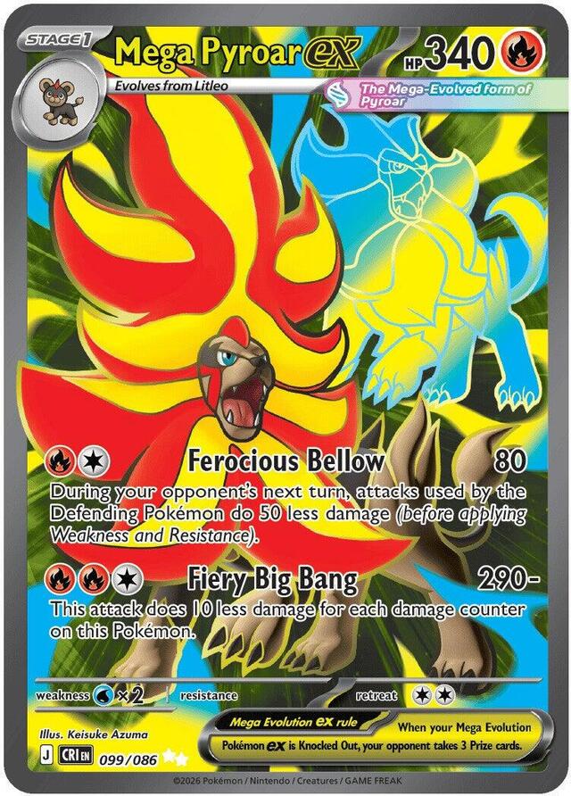Pokemon TCG: Mega Pyroar ex #099/086 Pokemon Chaos Rising