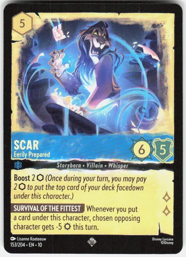 Disney Lorcana: Whispers In The Well SUPER RARE FOIL Scar - Eerily Prepared #153/204