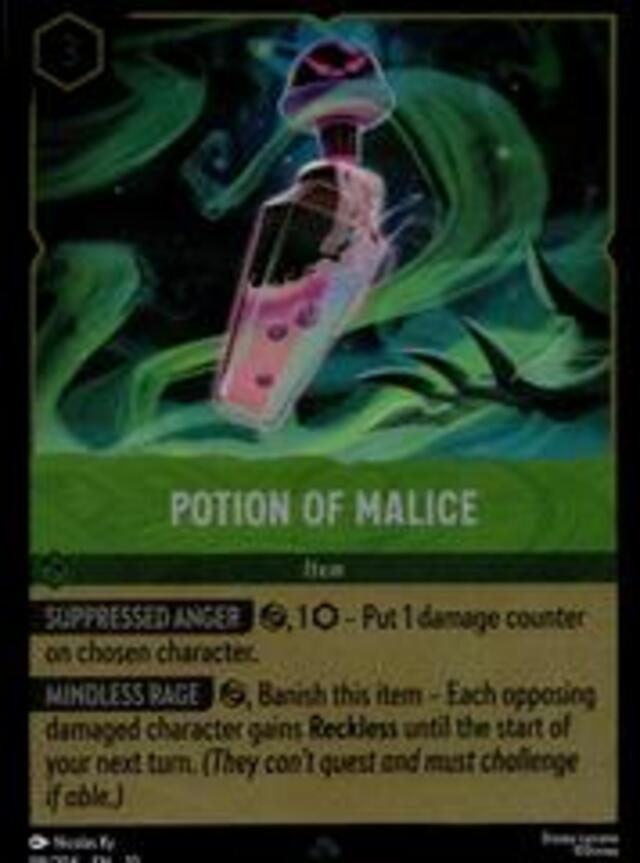 Disney Lorcana: Whispers In The Well SUPER RARE FOIL Potion Of Malice #98/204