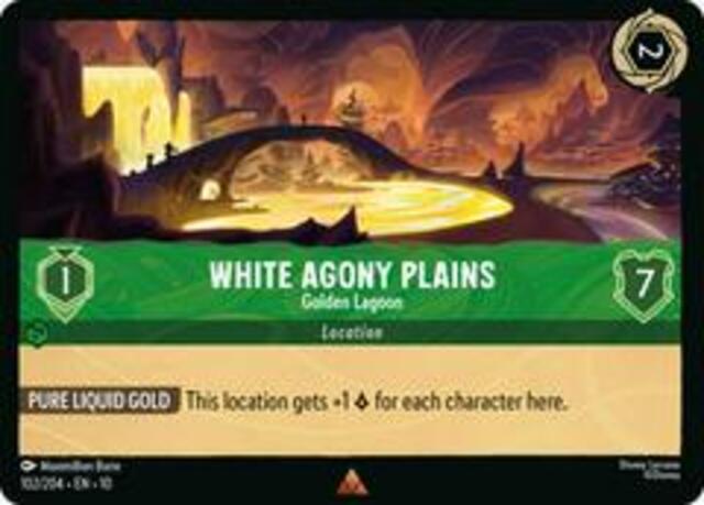 Disney Lorcana: Whispers In The Well RARE White Agony Plains - Golden Lagoon #102/204