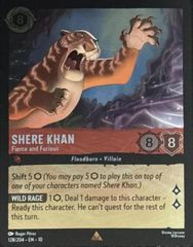 Disney Lorcana: Whispers In The Well RARE FOIL Shere Khan - Fierce And Furious #128/204
