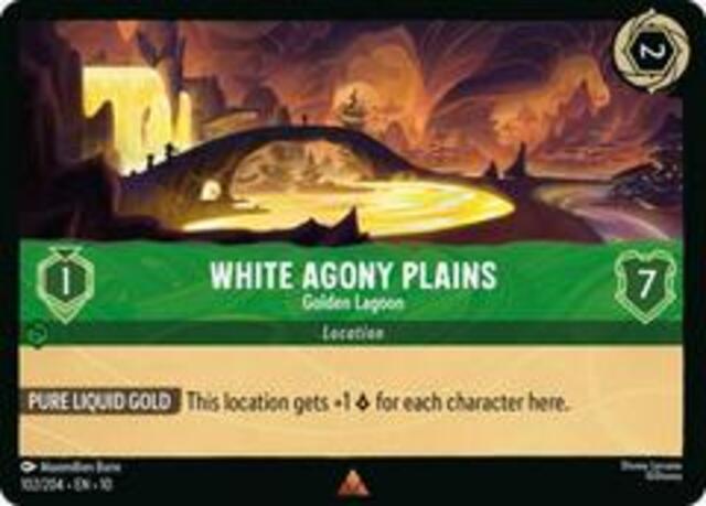 Disney Lorcana: Whispers In The Well RARE FOIL White Agony Plains - Golden Lagoon #102/204