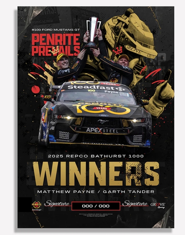 Authentic Collectables Penrite Racing 2025 Repco Bathurst 1000 Winners Signed Limited Edition Print