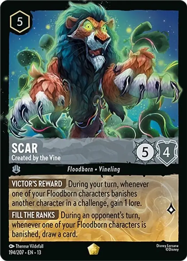 Disney Lorcana: Attack Of The Vine LEGENDARY Scar - Created By The Vine #194/207
