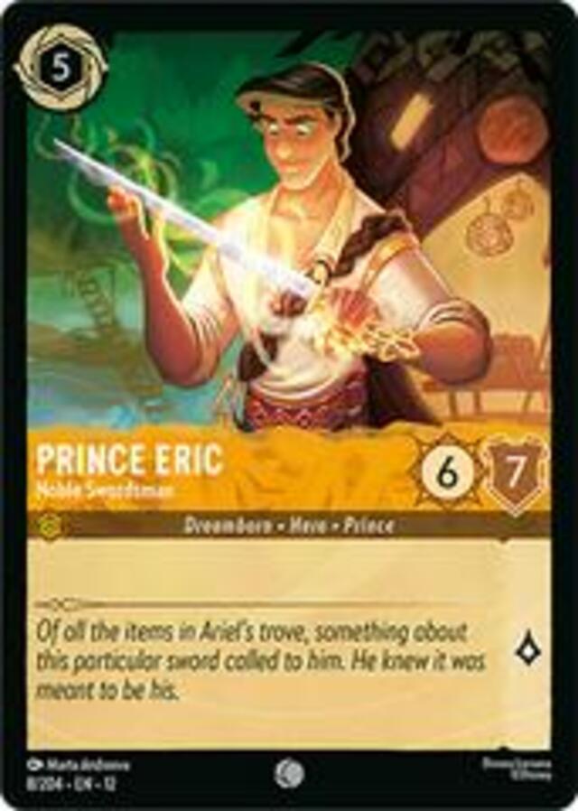 Disney Lorcana: Wilds Unknown COMMON Prince Eric - Noble Swordsman #8/204