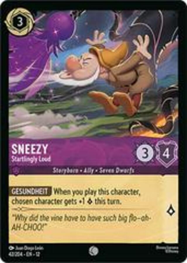 Disney Lorcana: Wilds Unknown COMMON Sneezy - Startlingly Loud #42/204