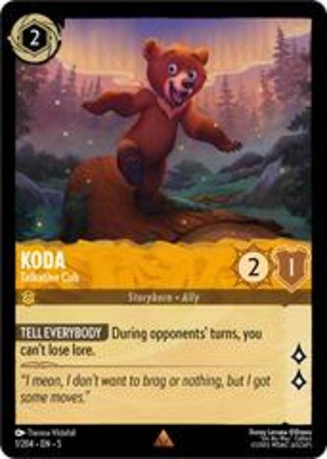 Disney Lorcana: Shimmering Skies RARE Koda - Talkative Cub #1/204