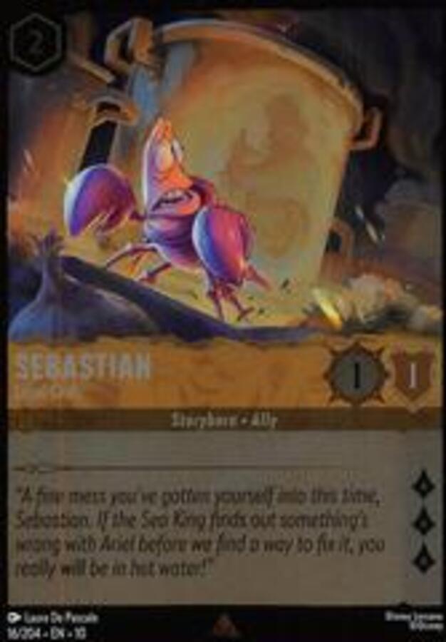 Disney Lorcana: Whispers In The Well RARE FOIL Sebastian - Loyal Crab #16/204