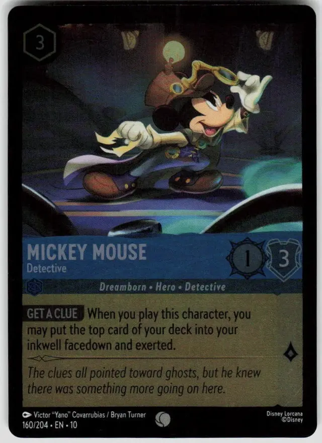 Disney Lorcana: Whispers In The Well COMMON FOIL Mickey Mouse - Detective #160/204