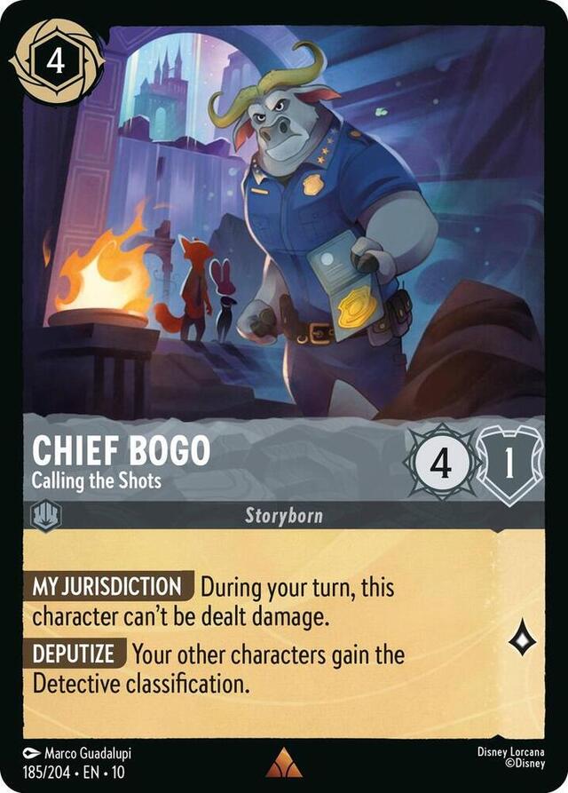 Disney Lorcana: Whispers In The Well RARE Chief Bogo - Calling The Shots #185/204