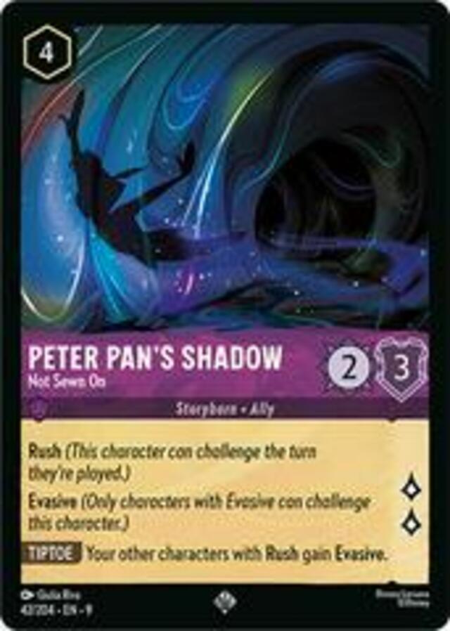 Disney Lorcana: Fabled SUPER RARE Peter Pan's Shadow - Not Sewn On #42/204
