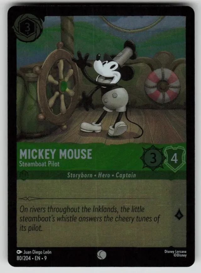 Disney Lorcana: Fabled COMMON FOIL Mickey Mouse - Steamboat Pilot #80/204