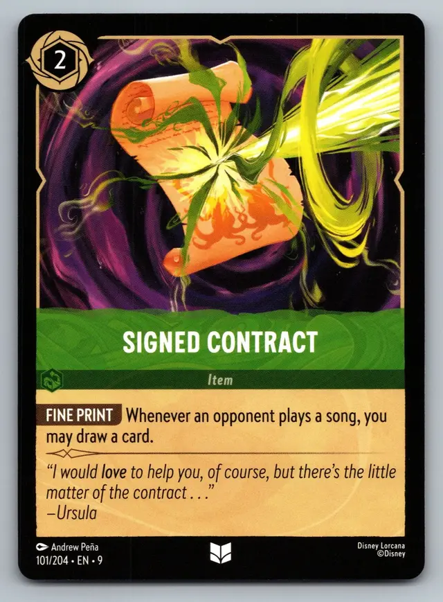 Disney Lorcana: Fabled UNCOMMON FOIL Signed Contract #101/204