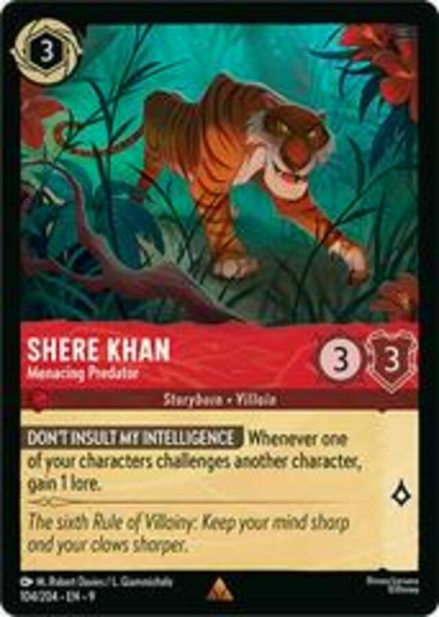 Disney Lorcana: Fabled RARE Shere Khan - Menacing Predator #104/204