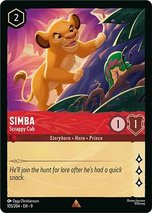 Disney Lorcana: Fabled RARE FOIL Simba - Scrappy Cub #105/204