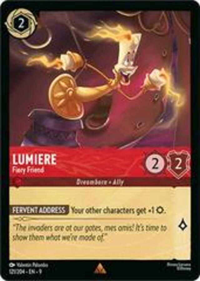 Disney Lorcana: Fabled RARE Lumiere - Fiery Friend #121/204