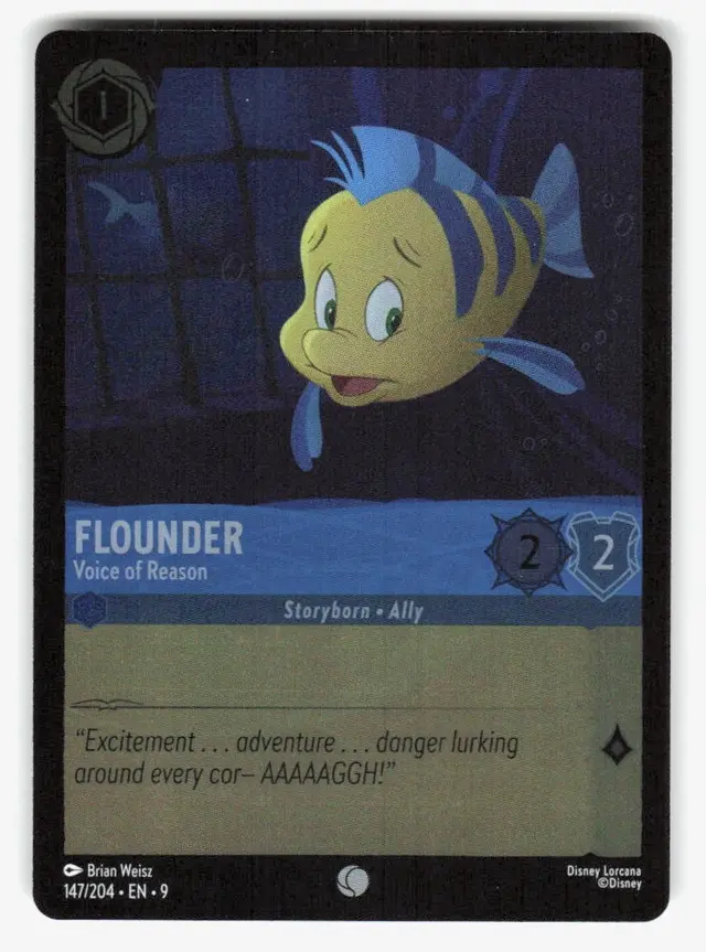 Disney Lorcana: Fabled COMMON FOIL Flounder - Voice Of Reason #147/204