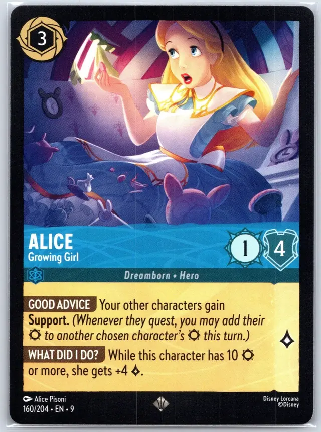 Disney Lorcana: Fabled SUPER RARE FOIL Alice - Growing Girl #160/204