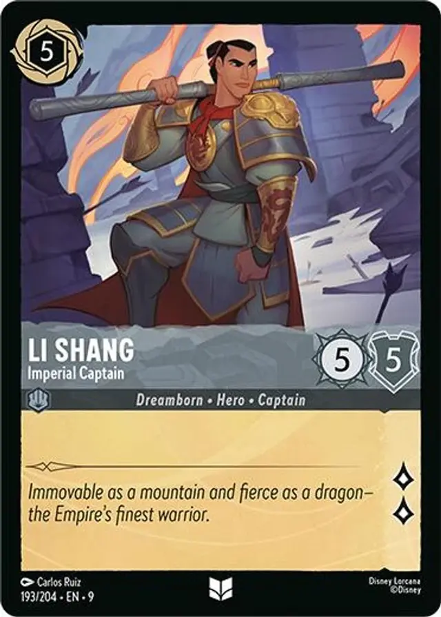 Disney Lorcana: Fabled UNCOMMON FOIL Li Shang - Imperial Captain #193/204