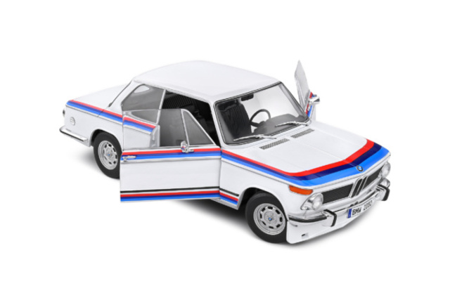 BMW 2002 Tii Turbo Evocation 1971 White w/ BMW Motorsport Stripes 1/18 Solido