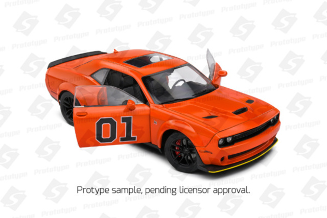 Dodge Challenger R/T Scat Pack Widebody 2023 Orange - Hazzard Tribute 1/18 Solido