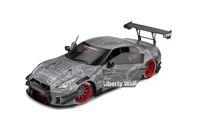 Nissan GT-R (R35) w/ Liberty Walk Body Kit 2.0 2020 Grey 1/18 Solido