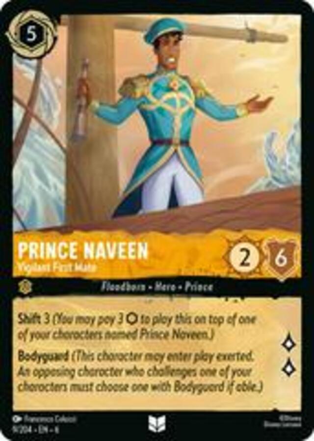 Disney Lorcana: Azurite Sea UNCOMMON Prince Naveen - Vigilant First Mate #9/204